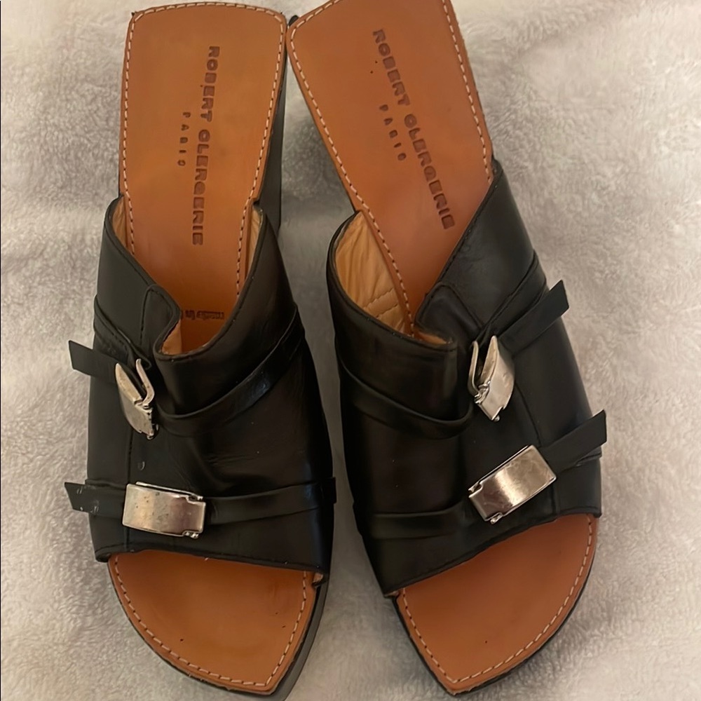 Robert Clergerie Black Leather Women's Sandals